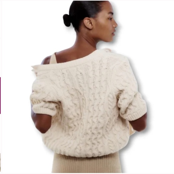 Zara Cream Cable Knit Cardigan - Picture 3 of 8
